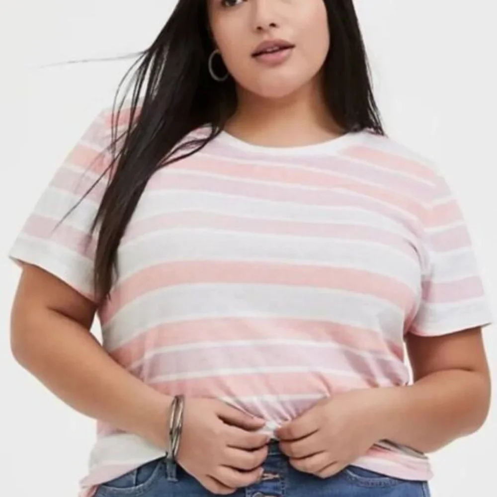 Torrid Vintage Triblend Pastel Striped Crew Neck Short Sleeve Tee in Size 0